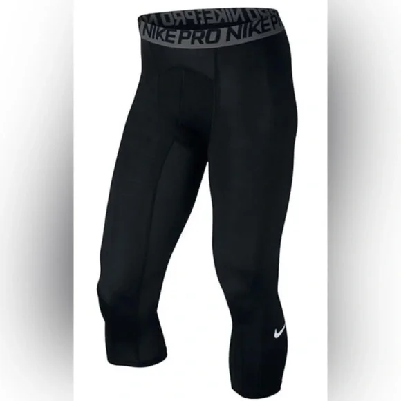 NWT [Nike] Base Layer Compression Under Athletic Black 3/4 Leggings Men’s Small - Picture 2 of 6